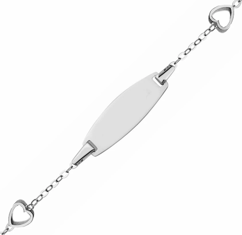 Gourmette Bébé Coeurs Ajourés - Or Blanc 9ct 3 Gourmette Bébé Coeurs Ajourés - Or Blanc 9ct