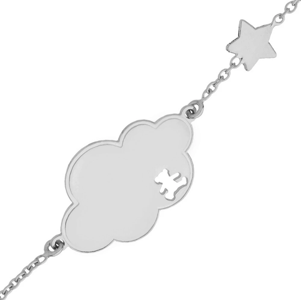 Gourmette Bébé Nuage étoile LuluCastagnette - Or Blanc 9ct 3 Gourmette Bébé Nuage étoile LuluCastagnette - Or Blanc 9ct