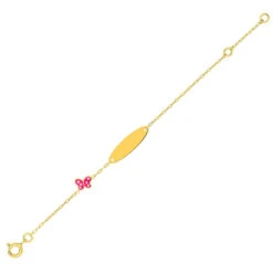 Gourmette Bébé Papillon Rose - Or Jaune 18ct -Mikado Soldes Magasin gourmette bebe papillon 497125 00 product 1