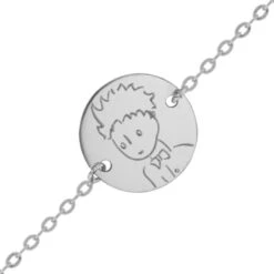 Gourmette Bébé Petit Prince Portrait - Or Blanc 9ct