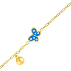 Bracelet Papillon Bleu - Or Jaune 9ct
