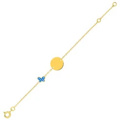 Gourmette Bébé Papillon Bleu - Or Jaune 9ct -Mikado Soldes Magasin gourmette papillon bleu 497126 00 product