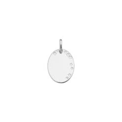 Médaille Ovale étoilée - Or Blanc 9ct