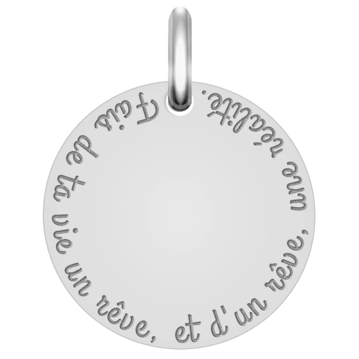 Médaille Fais De Ta Vie Un Rêve - Or Blanc 18ct 3 Médaille Fais De Ta Vie Un Rêve - Or Blanc 18ct