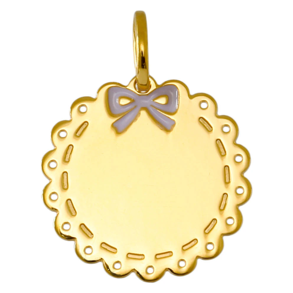 Médaille Dentelle Et Noeud - Or Jaune 9ct 3 Médaille Dentelle Et Noeud - Or Jaune 9ct