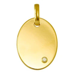 Médaille Ovale - Diamant & Or Jaune 18ct