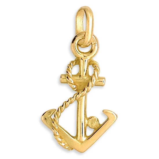 Pendentif Ancre Corde - Or Jaune 9ct 3 Pendentif Ancre Corde - Or Jaune 9ct