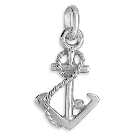 Pendentif Ancre Corde - Or Blanc 18ct 3 Pendentif Ancre Corde - Or Blanc 18ct