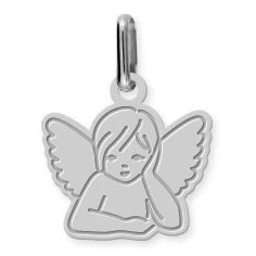 Pendentif Ange Pensif - Or Blanc 9ct