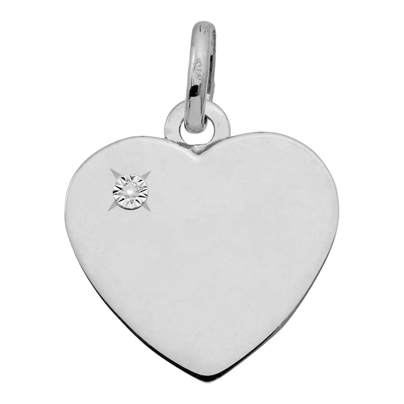 Pendentif Coeur - Diamant & Or Blanc 18ct 3 Pendentif Coeur - Diamant & Or Blanc 18ct