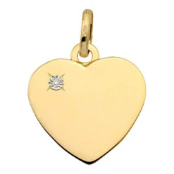 Pendentif Coeur - Diamant & Or Jaune 18ct