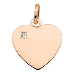 Pendentif Coeur - Diamant & Or Rose 18ct