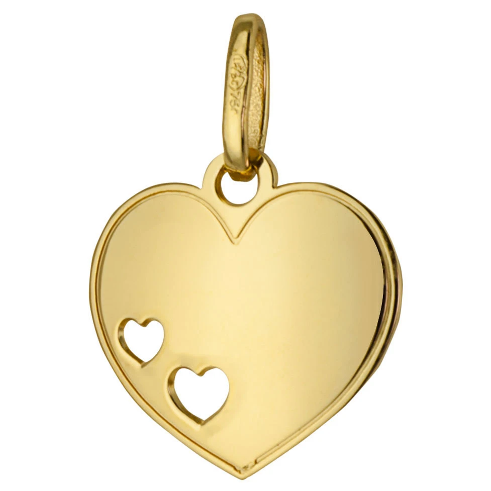 Pendentif Coeurs Ajourés - Or Jaune 18ct 3 Pendentif Coeurs Ajourés - Or Jaune 18ct