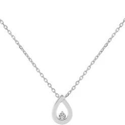 Collier Pendentif Goutte - Diamant & Or Blanc 9ct