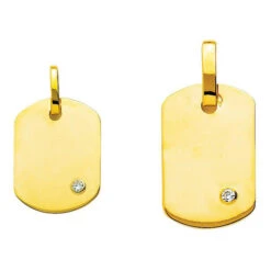 Pendentif Plaque Tonneau - Diamant & Or Jaune 18ct -Mikado Soldes Magasin pendentif plaque diamant T3B 2 product