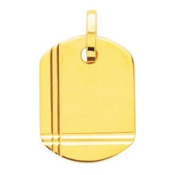 Pendentif Plaque Tonneau Striée - Or Jaune 18ct