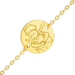 Gourmette Bébé Petit Prince "save The Planet" - Or Jaune 18ct